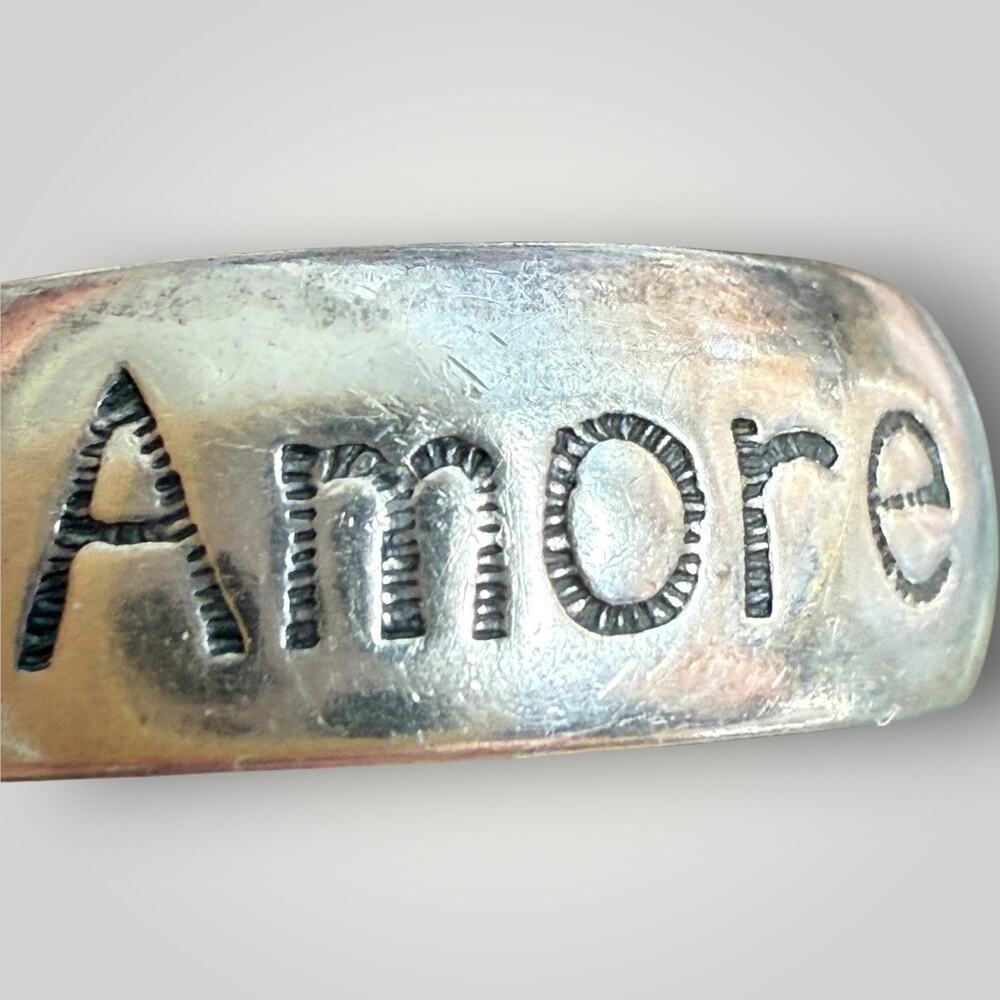 Vintage 925 Sterling Silver ‘Amore’ Ring Size 9 - Picture 4 of 7